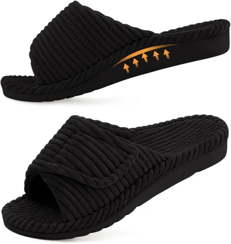 Vista 17 de Litfun Pantuflas ortopédicas para mujer, zapatos de casa con soporte de Beige