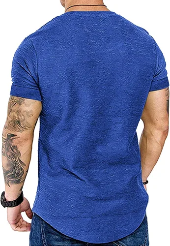 Vista 2 de COOFANDY Camiseta de entrenamiento muscular para hombre, camiseta de manga corta para gimnasio, culturismo, moda