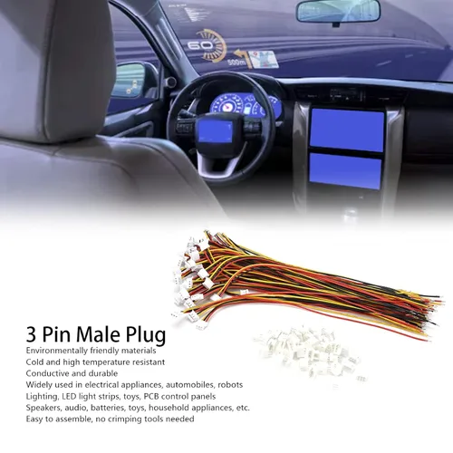 Vista 4 de 50pcs ZH 0.059 in Conectores, 5.9 in Largo 3PIN Enchufe Hembra 28AWG Pigtails Cable para Conexión Eléctrica LED