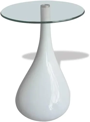 Vista 5 de Coffee Table with Round Glass Top High Gloss White Cofee Table Side Tables Living Room Living Room Tables Mesas De Centro para Sala for Dining Room