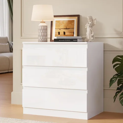 Vista 26 de Cómoda de madera negra para dormitorio, 5 cajones para almacenamiento de ropa, cómoda moderna con cajones anchos, cómoda de madera amplia para sala