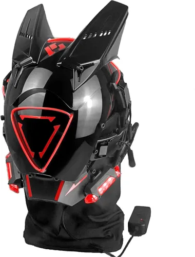 Vista 2 de Cyberpunk Futurism Futurism Gothic Mask Adult Helmet, Halloween role-playing clothing accessories,with LED lights