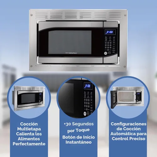 Vista 4 de RecPro Suburban RV - Horno microondas integrado de 0.9 pies cúbicos de acero inoxidable con kit de molduras de salida de 900 W Controles de panel