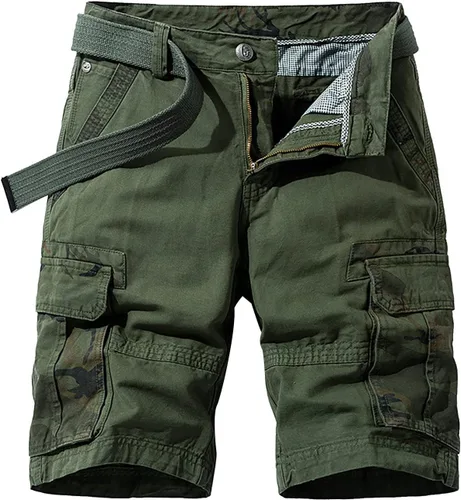 Vista 12 de Alalaso Mens Cargo Shorts Relaxed-Fit Ripstop Lightweight Pants Hiking Outdoor Work Short Trousers with Multi-Pocket B- verde militar