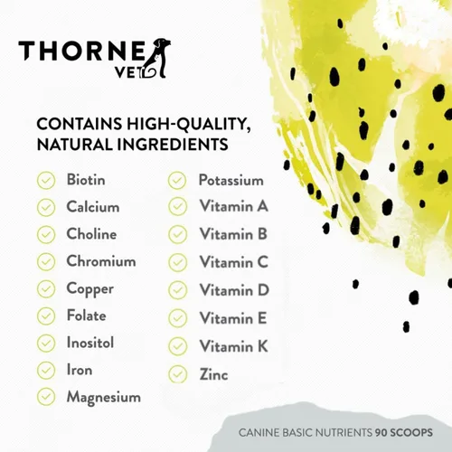 Vista 5 de ThorneVet Canine Basic Nutrients Powder - Soporte multivitamínico para perros, 90 cucharadas