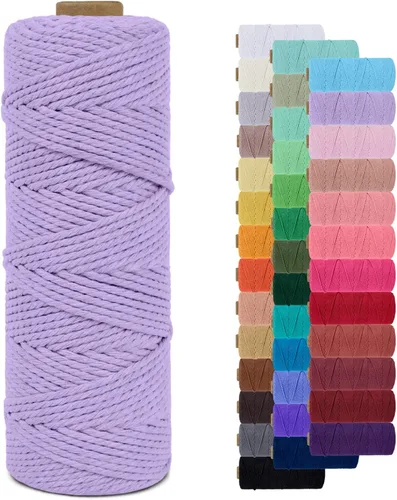 Vista 63 de Cordón de macramé de 0.079 pulgadas, cuerda de algodón natural de 109 yardas, hilo de cuerda de macramé para manualidades, ganchos de pared