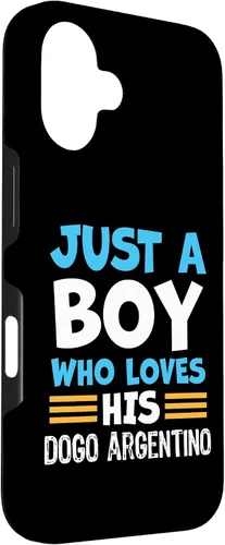 Vista 3 de Just a Boy who Loves his Dogo Argentino Case for iPhone 16