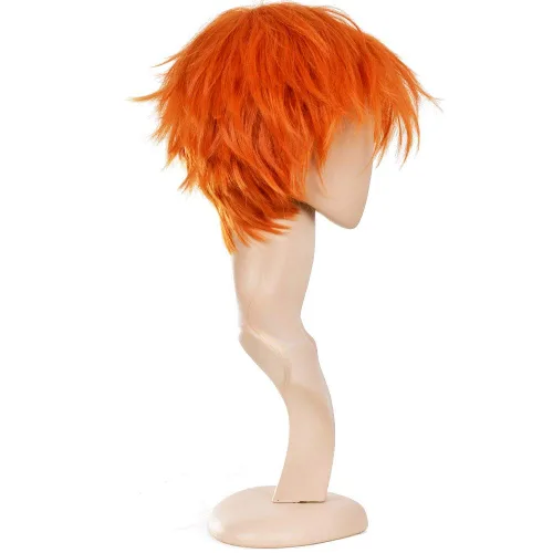 Vista 3 de Ecvtop Pelucas cortas para disfraz de hombre de Death Note Naranja-1