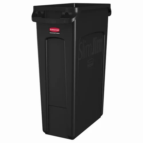 Vista 5 de Rubbermaid Commercial Products - Basurero de reciclaje, diseño rectangular con canales de ventilación, modelo Slim Jim, Beige
