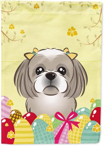 Vista 107 de Caroline's Treasures BB1920CHF - Bandera de caza de huevos de Pascua con diseño de bulldog francés, para casa, gran porche, para colgar en la pared