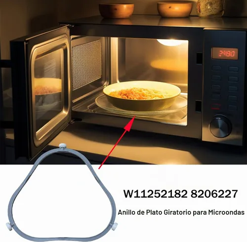 Vista 2 de W11252182 8206227 Anillo giratorio de microondas, rodillo giratorio 8206227, soporte de bandeja de placa de vidrio medio, anillo interior de 1