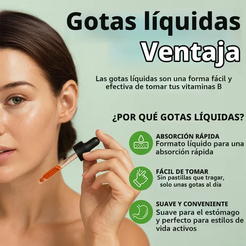 Vista 2 de Paquete de 2 gotas líquidas de vitamina B12 y B6, complejo de vitamina B sublingual B12 - Vitamina B 12 de 5000 mcg - B12 metilcobalamina