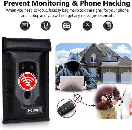 Vista 2 de Faraday - Bolsas para teléfonos y llaves de automóvil, paquete de 2, bolsa de bloqueo de señal, emisión de señal de teléfono celular, bloqueador