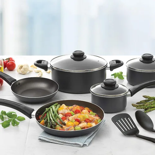 Vista 7 de GoodCook Everyday - Juego de utensilios de cocina antiadherentes de 10 piezas con utensilios, incluye sartenes, sartenes y cacerola, aluminio