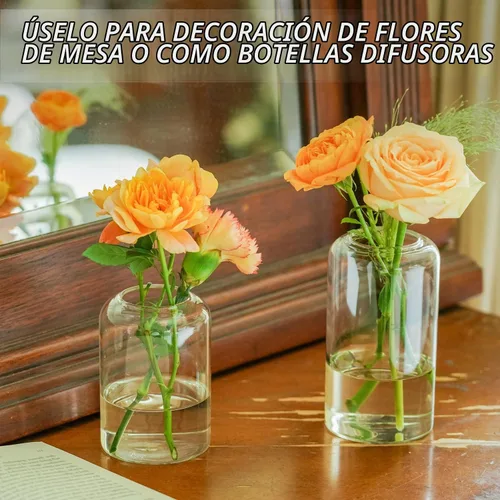 Vista 3 de Juego de 9 jarrones de cristal transparentes para centros de mesa, jarrón de cristal pequeño moderno para bodas, fiestas, centros de mesa