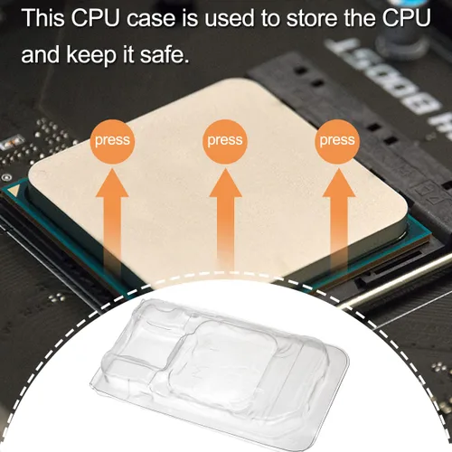 Vista 3 de Bandeja para CPU AMD, soporte de caja protectora de plástico para 938 939 940 AM4 AM3 AM2 FM1 FM2 APU FX, carcasa de plástico grueso, con 10 bolsas