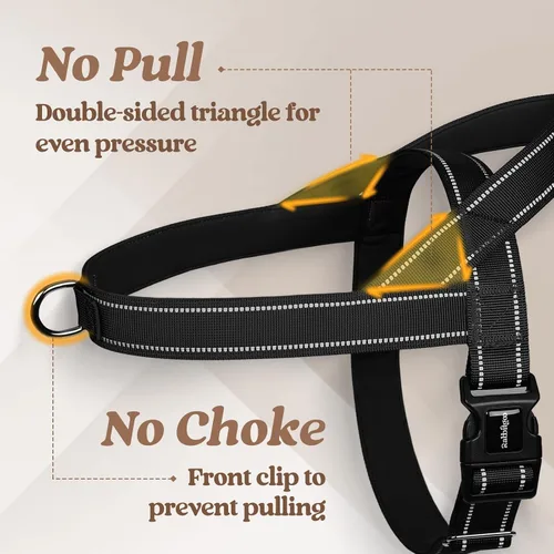 Vista 3 de rabbitgoo Arnés para perro sin tirones, ajuste rápido para perros de tamaño mediano con mango acolchado suave, chaleco reflectante ajustable