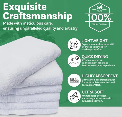 Vista 4 de Towels N More Excellent Deals - Paño de lavado (24 blanco) – Paño 100% algodón de 12 x 12 pulgadas – Paños de limpieza multiuso altamente