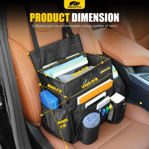 Vista 3 de MIKKUPPA Organizador de Asiento Delantero de Coche - Organizador de Asiento de Pasajero Mejorado y Ampliado con Almacenamiento Dedicado para Laptop
