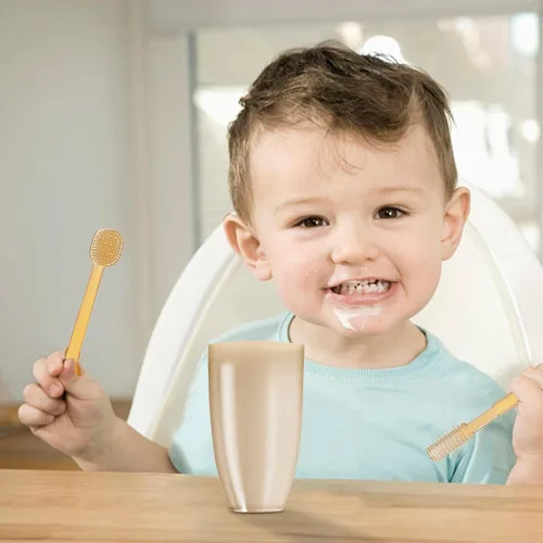 Vista 2 de Cepillo de dientes de entrenamiento para bebés, cabezal de cepillo de silicona suave, cepillo de dientes para bebés, cepillo de dientes para niños