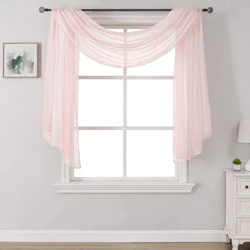 Vista 9 de Bufanda transparente para ventana de 144 pulgadas de largo, color azul bebé, perfecta como bufandas de cenefa, así como toldo de cama o decoración