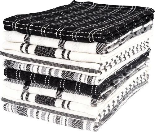 Vista 17 de KAF Home Juego de 10 toallas de cocina planas surtidas, 18 x 28 pulgadas (beige)