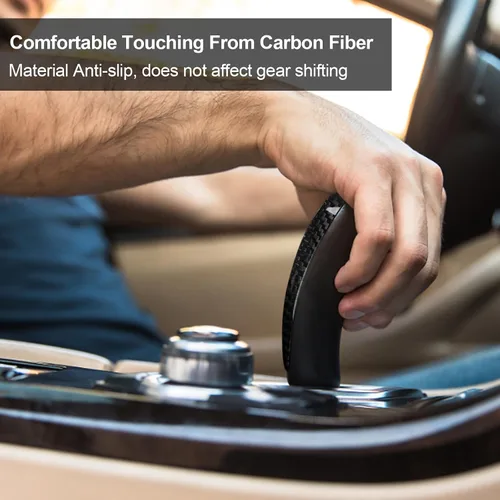 Vista 7 de T-carbon Cubierta protectora de fibra de carbono real para perilla de palanca de cambios compatible con BMW F01 F02 F03 F04 F07 F10 F11 F15 F16 F18