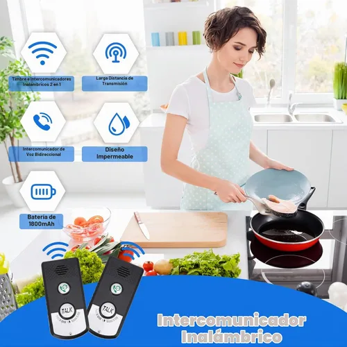 Vista 2 de Sistema de intercomunicación para el hogar, intercomunicador de voz de 2 vías, inalámbrico, sistema de intercomunicador para el hogar, súper largo