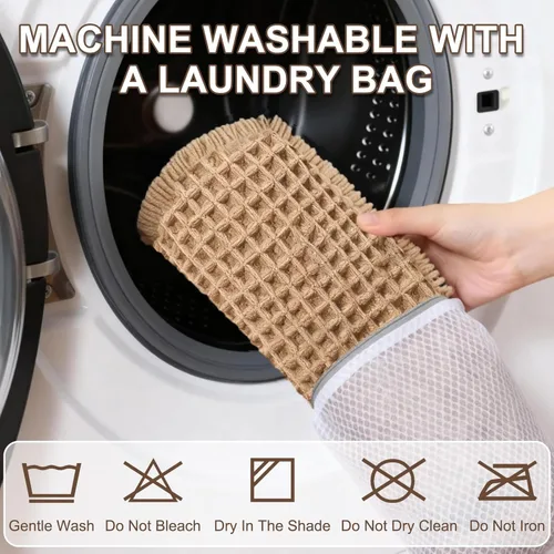 Vista 7 de Hiasan Tapete de baño de punto gofre, súper absorbente, antideslizante, con borlas, lavable a máquina, tapete con parte trasera de goma ultra suave