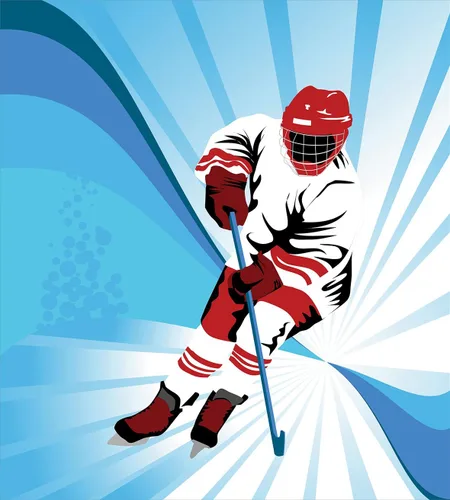 Vista 2 de Ambesonne Juego de funda de edredón de hockey, jugador de hockey hace un tiro fuerte en la portería, ilustración rival, fondo abstracto, juego