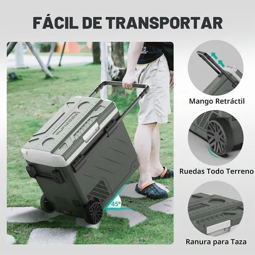Vista 6 de Alpicool Refrigerador portátil para automóvil, refrigerador de 12 voltios con rueda, refrigerador de automóvil de 42 cuartos de galón, control