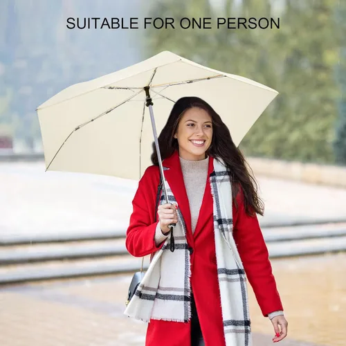 Vista 66 de LEAGERA Paraguas de viaje compacto para bolso, mango plano, impermeable para lluvia ligera