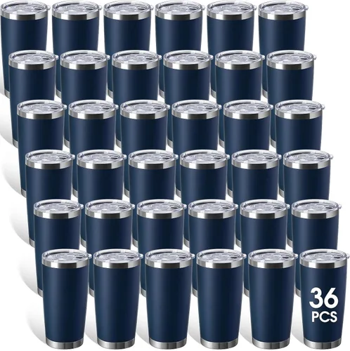 Vista 8 de Sieral 36 Pack Stainless Steel Tumblers Bulk with Lids, 20 oz, Cool Color Color fresco