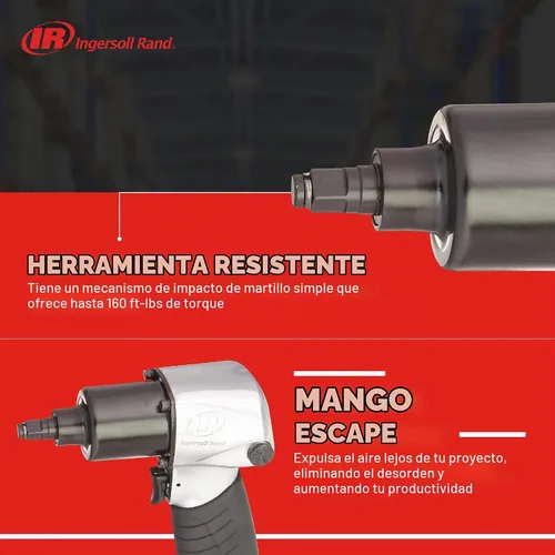 Vista 3 de Ingersoll Rand Llave de impacto neumática 215G 3/8", par máximo de 160 pies-libras, empuñadura de pistola