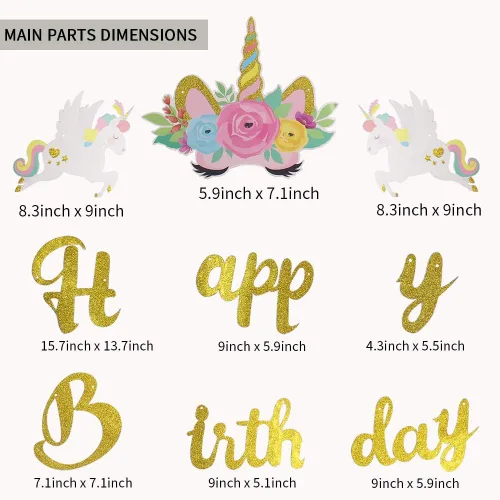 Vista 7 de Decoraciones de cumpleaños para niñas, fiesta de cumpleaños, suministros de fiesta de feliz cumpleaños, decoración del hogar