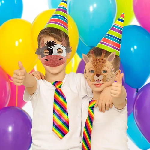 Vista 4 de 48 máscaras de animales salvajes de la selva para niños, temática de animales, recuerdos de fiesta de cumpleaños, disfraces, suministros de fiesta