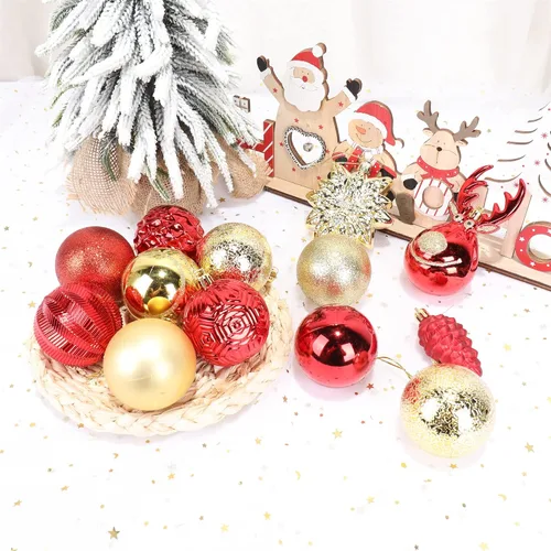 Vista 4 de Paquete de 100 bolas de Navidad inastillables, adornos decorativos de Navidad para árbol de Navidad, rojo y dorado