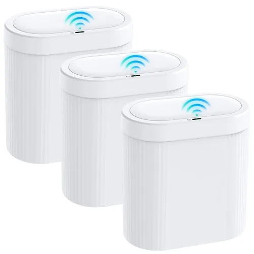 Vista 9 de jinligogo Basurero de baño de 5 galones con tapa, sensor de movimiento automático, color negro, cubo de basura delgado e impermeable sin contacto