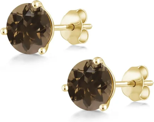 Vista 129 de Gem Stone King Aretes de oro de 14 quilates, 0.236 in, piedra natal redonda, Martini, 3 puntas, aretes de oro para mujer