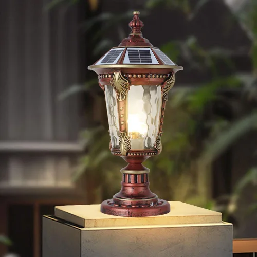 Vista 10 de Luces solares para postes de 15.75 pulgadas para exteriores, modernas lámparas de pilar de columna, farol LED de poste alimentado por energía solar
