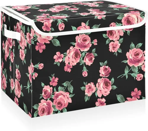 Vista 21 de CaTaKu Contenedores grandes de tela con tapas, cajas de almacenamiento de bastones de caramelo de Navidad con asas para organizar la ropa, cubos