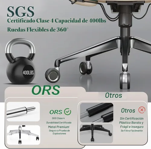 Vista 6 de Silla ejecutiva ergonómica de cuero genuino, respaldo alto de 400 libras