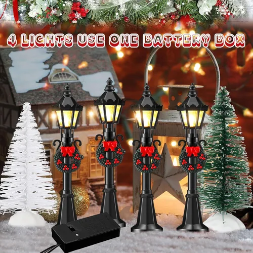 Vista 3 de Shappy 24 piezas de lámpara de Navidad, accesorios de pueblo, mini lámpara de calle, casa de muñecas, modelos de farola para modelos de luces