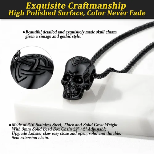 Vista 4 de Bestyle Collar con colgante de calaveralobo, cadena gótica para hombres y niños, gran estilo novedoso, joyería de declaración para fiesta casual