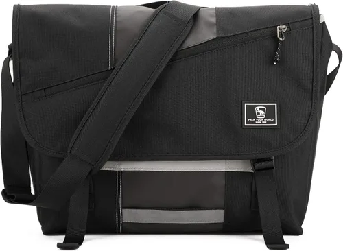 Vista 7 de OIWAS Bolsa de mensajero pequeña para hombres/mujeres, bolsa cruzada de viaje, bolsa de hombro de lona de 14 pulgadas para computadora portátil