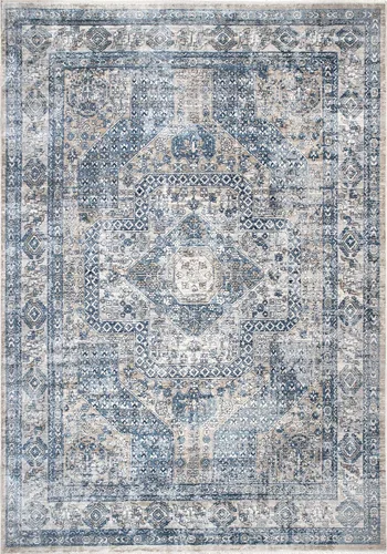 Vista 3 de nuLOOM Westlyn Faded Medallion - Alfombra de área, 9 x 12 pies, color azul