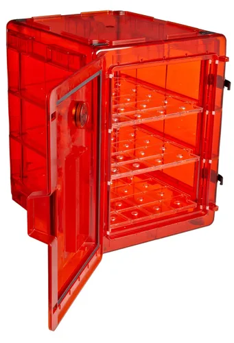 Vista 4 de SP Bel-Art Secador Clear 3.0 Gas-Purge - Armario desecador de purga de gas, 1.55 pies cúbicos ámbar con puertos de gas, diseño de cámara desecante