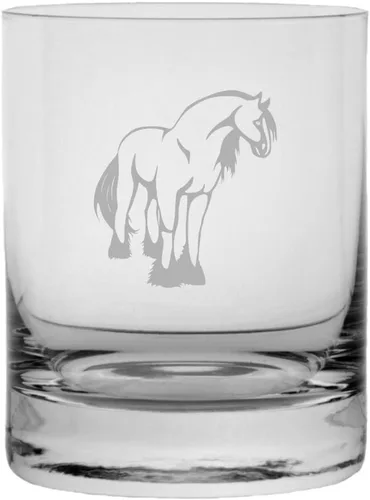 Vista 22 de Abaco Barb - Vaso de whisky con temática de caballo grabado (10.25 onzas)