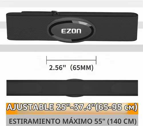 Vista 9 de EZON Heart Rate Monitor Chest Strap C009Pro,ANT+& Bluetooth 5.1 Dual Protocol,Up to 400H Battery Life,Compatible with Negro