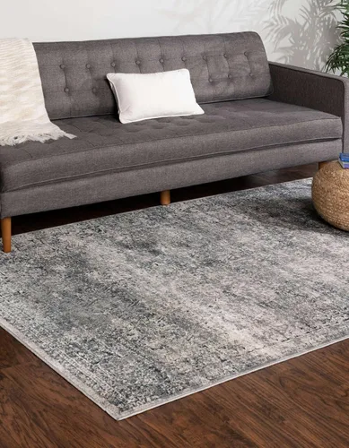 Vista 4 de Unique Loom Chateau Collection Alfombra de área - Jefferson (2' x 3' 1" Rectángulo, Azul Gris/Beige)